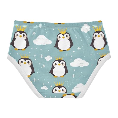 Penguin Wearing Crown Girls' Underwear Cotton Cute Girls Briefs Soft Toddler Underwear 2T2