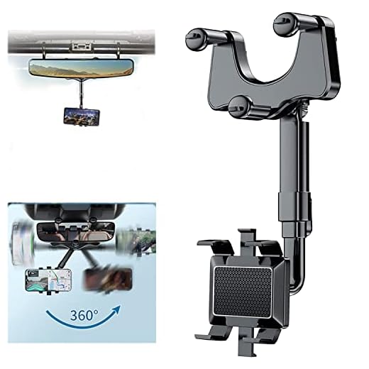 Support de téléphone de Voiture pour rétroviseur, Support de Navigation réglable rétractable Rotatif à 360 degrés pour Tous Les téléphones