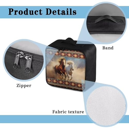 Image of Gomyblomy Aztec Horses First Aid Kit Bag Empty for Home Travel Cars Medical Bag Portable Emergency Kit Large Capacity Storage Pouch for First Aid Supplies