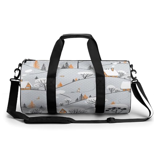 Sac de voyage 45x23x23cm Maisons Enneigées duffel bag de gym et camping
