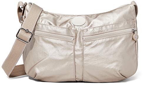 Kipling Izellah, Bolso con Bandolera para Mujer, Plateado (Metallic Glow), 33x23x12 cm