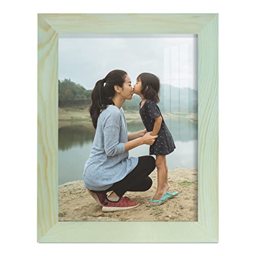 Renditions Gallery 6x8 inch Solid Wood Picture Frame, High Definition Glass and High-end Modern Style Cream Colored for Wall and Tabletop Photo Display, Seafoam Green Wood Grain Frame