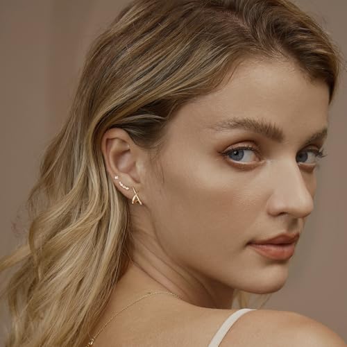 Gold Stud Earrings for Women Trendy, 14k Gold Studs Earring Set Hypoallergenic Minimalist Cubic Zircon Diamond Earring for Women, Dainty Earrings Jewelry for Gifts4