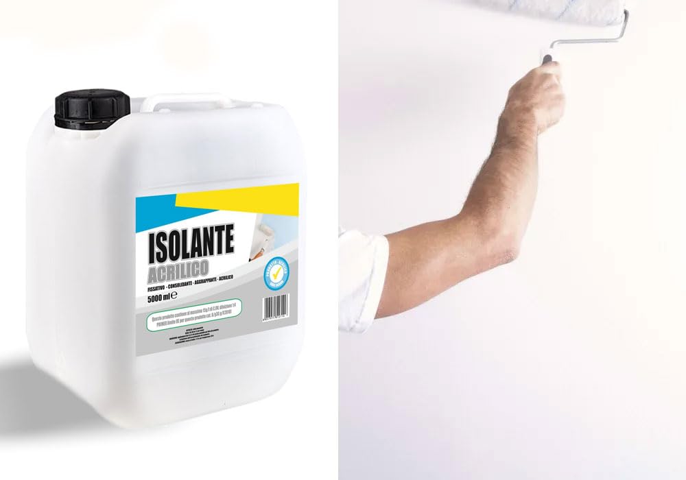 HYTAMA TOOLS Isolante Acrilico Fissativo, Consolidante, Aggrappante a Base Acqua per Interni ed Esterni tanica 5 lt