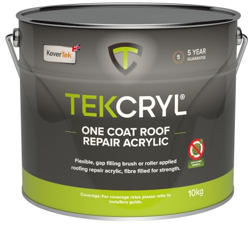The only 5yr guaranteed repair acrylic! One Coat Roof Sealer, 10kg Black, Roof Repair, Compound (All roof types, including, Asbestos, Felt, Bitumin, Tiled, GRP)