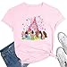 KIDDAD Magical Shirts for Women: Princess Shirt Magic Kingdom T Shirt Funny Family Vacation Tee Casual Holiday Tee Tops Pink