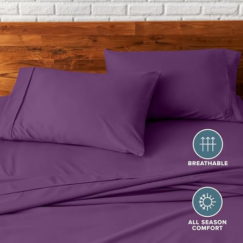 Image of Bare Home Microfiber Pillow Cases - Standard /Queen Size Set of 2 - Cooling Pillowcases - Double Brushed - Plum Pillowcases 2 Pack - Easy Care (Standard Pillowcase Set of 2, Plum)