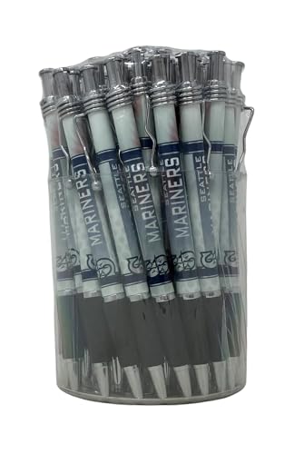 Pro Specialties Group MLB 48-Pack Tub Retractable Click Pens- Great Stocking Suffers and Party Favors (Seattle Mariners)