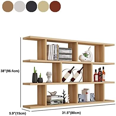 LITFAD 3-Shelf Modern Wood Bookcase Floating Shelf for Wall Storage Wall Mounted Book Shelf Wall Shelf for Living Room Study Room Office - Brown 31.4" L x 5.9" W x 37.9" H