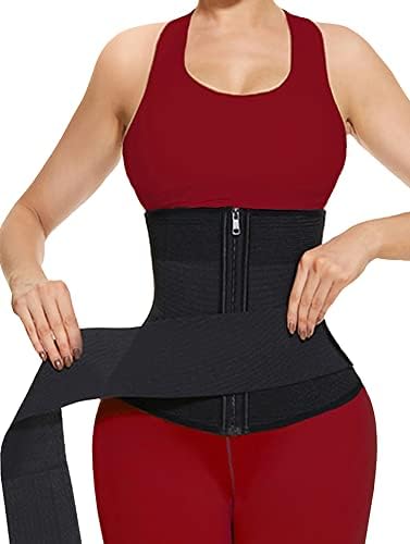 Waist Trainer for Women Detachable 3 in 1 Snatch Me Up Bandage Tummy Waist Wrap Invisible Trimmer Belt, Workout Waist Cincher Corset with Zip, Waist Trainer for Lower Belly Fat (Black, 3XL/4XL)