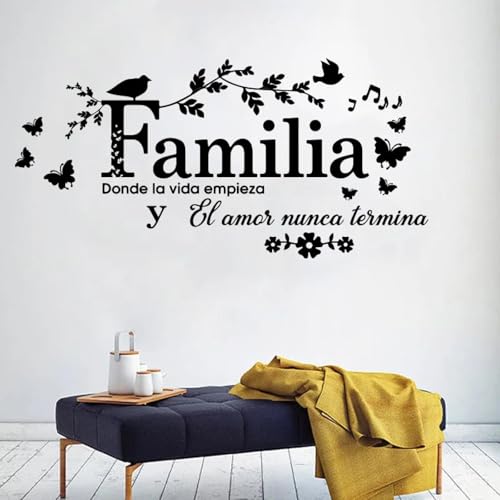 Vinilo decorativo pared frase Spanish Family 115x56 cm