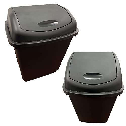 STAR SUPPLIES Home Kitchen Office Swing Bin 50 Litre Black Recycling Flip Top Waste Rubbish Dustbin (2)
