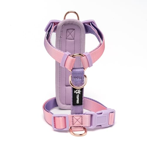 TSPRO Hundegeschirr Mittelgroße Hunde, No Pull Hundegeschirr Leichtes Gewicht Adjustierbar Gradientfarbe Geschirr für Hunde mit Schnellspanner Atmungsaktiv und Langlebig (Lila Pink, Größe 3)