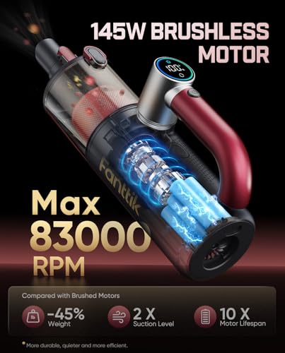 Image of Fanttik Cruise V11 APEX Handheld Vacuum Cordless, 4-in-1 Vacuum Cleaner for Pet, AxLoop 180 Rotatable Handle, LED Touch Screen, 3 Suction Modes for Home Corners, Couches, Crevices