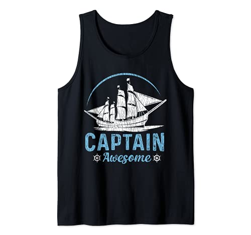 Retro Capitán Awesome Boating Velero de crucero Camiseta sin Mangas