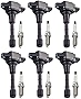 ENA Set of 6 Iridium Spark Plug and 6 Ignition Coil Pack Compatible with Nissan Infiniti Maxima Murano Pathfinder Quest Altima Q50 QX60 FX35 3.5L V6 Replacement for UF550