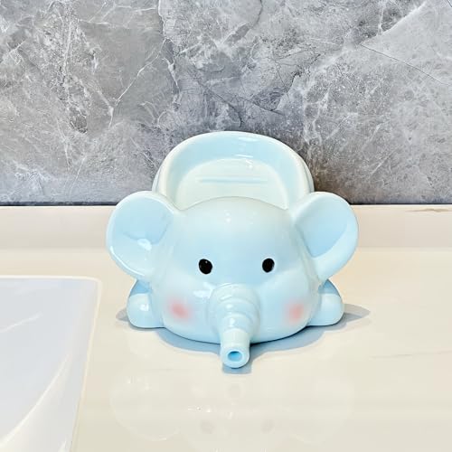 Porte-savon éléphant en céramique émaillée avec évacuation d'eau intégrée