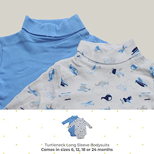 Image of SpaSilk Baby Boys 2 Pack Turtleneck Long Sleeve Bodysuit
