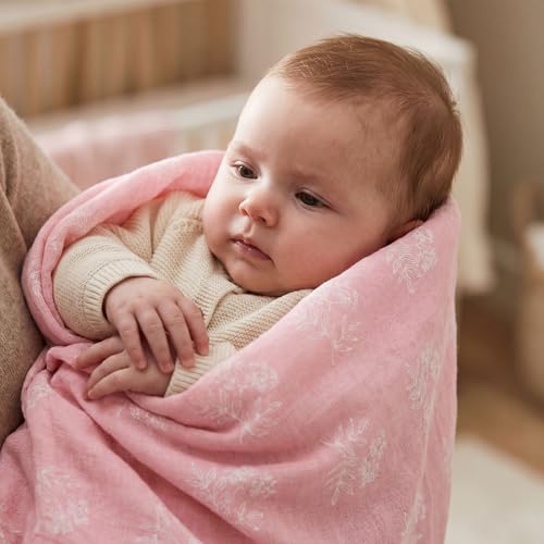 Image of GLLQUEN BABY Receiving Blanket Boy Cotton Muslin Swaddle Blankets Girl Newborn Squares Breathable & Soft Thin Baby Blankets Cloths Double Absorbent Infant Swaddling Wrap - 6 Pack (Rosebud)