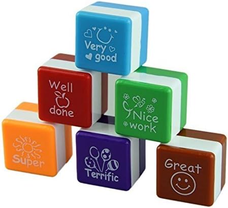 SCHUBERT New Improved Kids Stamp Set Motivation Sticker School Scrapbooking Stamp DIY Teachers Self Inking Praise Reward Stamps(No Ink pad Included) Multi
