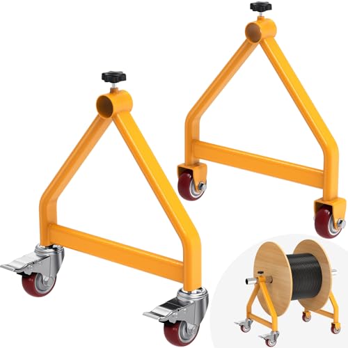 Lifeswell Estante de carrete de alambre, organizador de cables portátil, ruedas giratorias con freno, dispensador de alambre de acero totalmente soldado para bobinas de hasta 28 pulgadas de diámetro