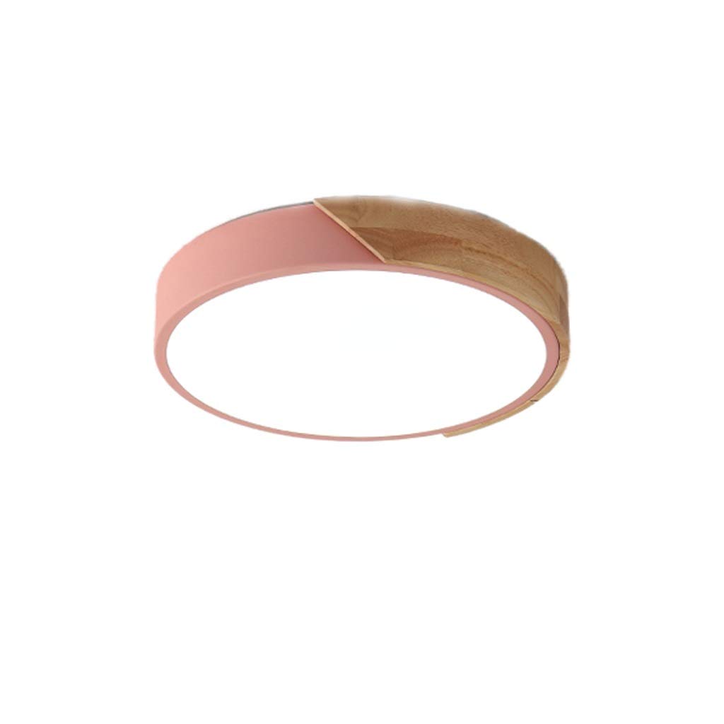 Plafonnier mince de 40cm rond rose : luminaire de plafond pour chambre moderne