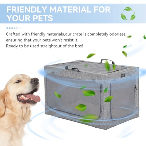 Petsfit Hundebox für Zuhause, Hundebox faltbar für kleine Hunde, Hundetransportbox Auto Verstellbares Design Hundeschlafbox, Zimmerkennel Hund mit Reißfeste Netzfenster & plüsche Betteinlage
