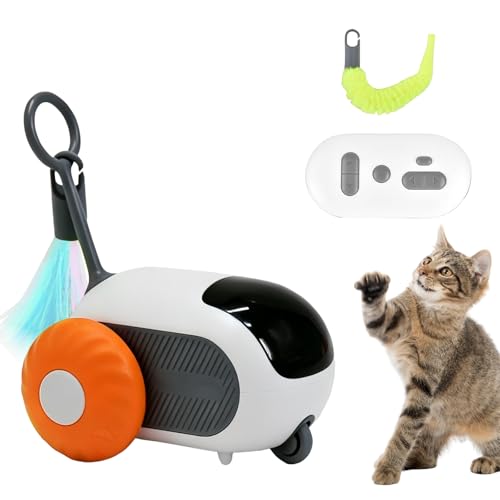 Remote Control Mouse Cat Toy Smart Interactive Moving Cat Toy Car with Obstacle Avoid USB Rechargeable Electric Kitten Exercise Toy for Indoor CatsOrange
