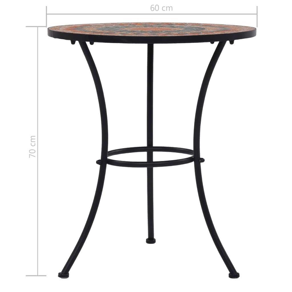 vidaXL Mesa Mosaico Cafetería Cerámica Mobiliario Estable Fuerte Robusta Duradera Resistente Funcional Práctica Útil Naranja/Gris Diámetro 60cm