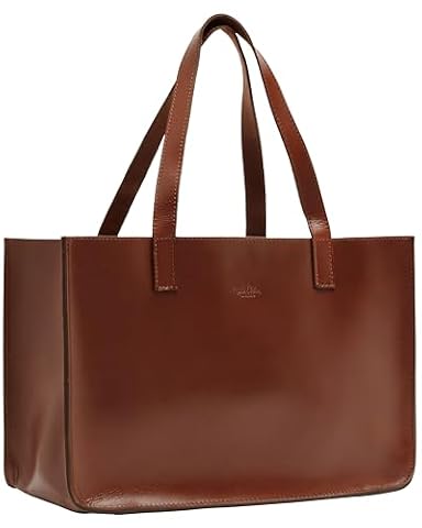 Gusti Shopper Skórzana – Agatha damska torebka na ramię, elegancka torba skórzana vintage, brązowa, pojemna torba na zakupy i co dzień