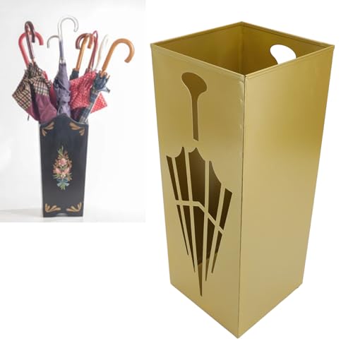 Secchio portaombrelli, in metallo, compatto, antiruggine, porta ombrelli per ingresso (oro)