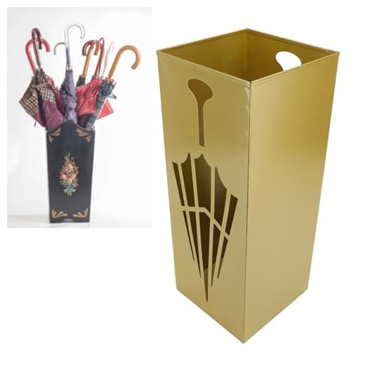 Secchio portaombrelli, in metallo, compatto, antiruggine, porta ombrelli per ingresso (oro)