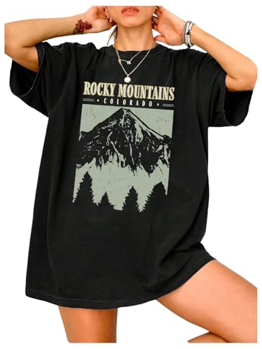 SOLY HUX Women's Oversized Graphic Tees Drop Shoulder Half Sleeve