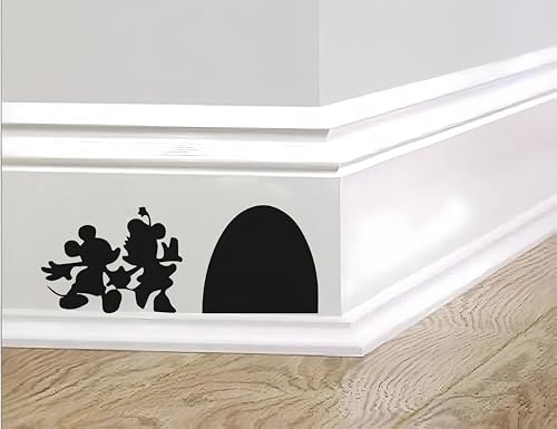 Lot de 2 autocollants Mickey & Minnie Mouse pour plinthes - Silhouettes amusantes avec design trou...