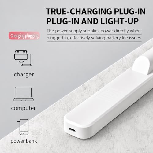 Image of FLYNGO 3 Color LED Rechargeable Touch Lamp, Magnetic Stick-On Cabinet Light USB Charging & Adjustable Brightness for Study, Wardrobe, Closet, Desk, Kitchen, Power Cut (1288-42CM)