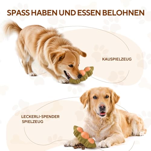 LIFLIX Futterspielzeug für Hunde, Interaktives Hundespielzeug Leckerli, Naturkautschuk Leckerli-Spender für Große Mittelgroße Hunde, Grüne Sojabohnen Form
