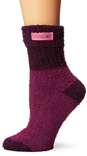 Life is good Women's Cuffed Snuggle Crew Socks (Perfect Plum)