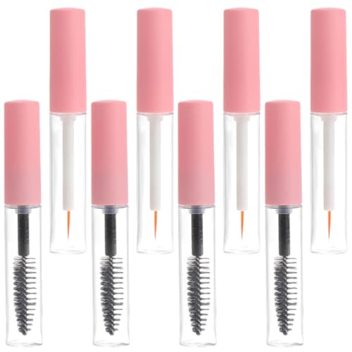 ERINGOGO Tubos de Rímel Vacíos Reutilizables 5 Ml Varitas y Tapas Rosas Botellas Transparentes para Pestañas y Delineador Juego de 8 Piezas Portátil para Maquillaje y Viaje