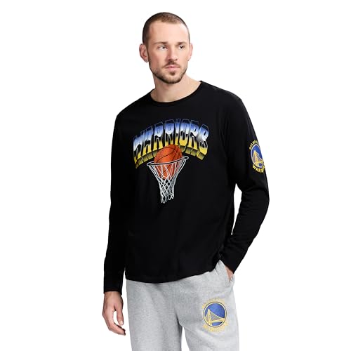 GAME 7 Men's Standard x NBA Officially Licensed Graphic Long Sleeve Lightweight Crew Neck Cotton T-Shirt, Black, XX-Large