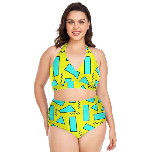 Bikini grande taille dos nu réglable à taille haute sculptante rétro