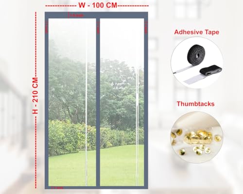 Image of Stylista Strong Magnetic Transparent AC Door Curtain | PVC Material | Self-Closing Magnetic Seal | Keeps Cool Air Inside | Dustproof Door Cover for Home & Office, (HxW) 210x100 CM.