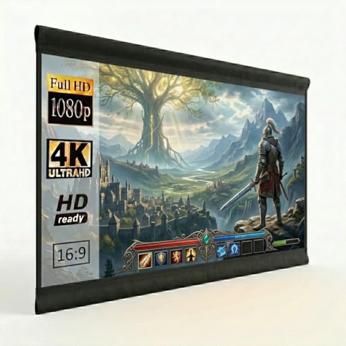 Image of TONZO Portable Fabric Projector Screen (Anti-Light) (Anti-Crease) Wrinkle-Free Ratio 120 Inch 16:9 Full HD 4k 3D Supported for Home Cinema, Theater, Indoor, Outdoor Movie-(5 Ft, (H) x 9Ft (W))