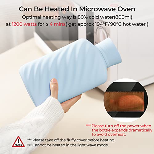 Microwaveable Silicone Hot Water Bottle With Cover(1 Liter), Meetrue Innovative Bpa-Free Silicone Hot Water Bag Hot Water Bottles For Pain Relief, Hot & Cold Therapies-Gift For Women Children Elderly #TOP2