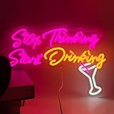 Stop Thinking Start Drinking Neon Sign Led Neon Signs Letter Neon Lights Neon Bar Beer Signs for Wall Decor USB Light Up Sign Neon for Home Bar Man Cave Party Club Restaurant