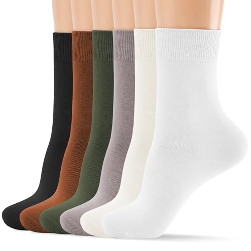 Image of MORECOO 6 Pairs Socks for Women, Cute Ruffle Frilly Ankle Socks, Cotton Lace Crew Socks for Mary Jane Shoes, 6 Pack