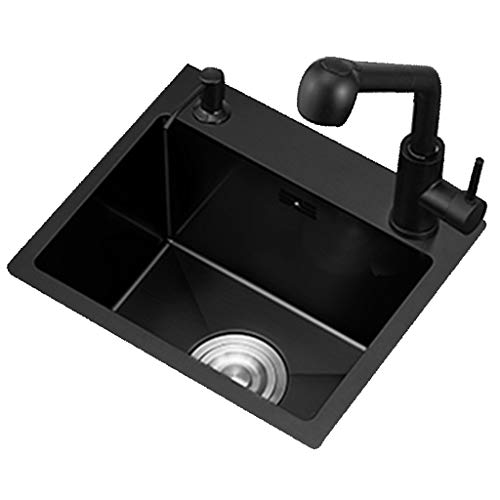Fregadero Belfast Fregadero Doméstico Fregadero Nano Negro De Cocina para El Hogar Fregadero Manual De Acero Inoxidable Fregadero Individual Fregadero Nano (Color : Black, Size : 35 * 30cm)