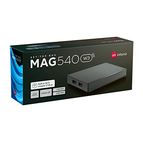 MAG 540w3 Original Infomir & hb-digital 4K Set Top Box Multimedia Player Internet TV Receiver UHD 60FPS 2160p@60 FPS HDMI 2.1 4K- und HEVC-Unterstützung USB3.0 ARM Cortex-A35 + HDMI Kabel