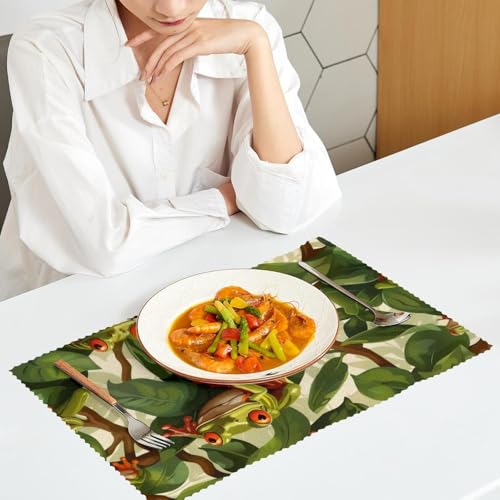 Set de table grenouille en tissu Oxford lavable pour cuisine | Lot de 4 - 7
