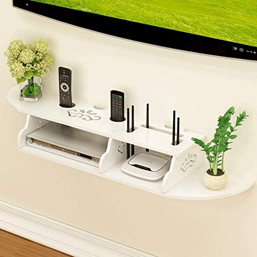 2-stufiger moderner schwimmender Regal-TV-Konsolen-TV-Ständer für Kabelboxen/Router/Fernbedienungen/DVD-Player/Spielekonsolen,