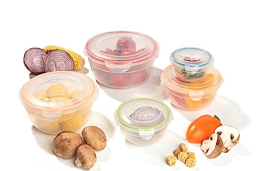 Image of LocknLock Nesting Set of 5 Round Airtight Food Storage Containers and Lids